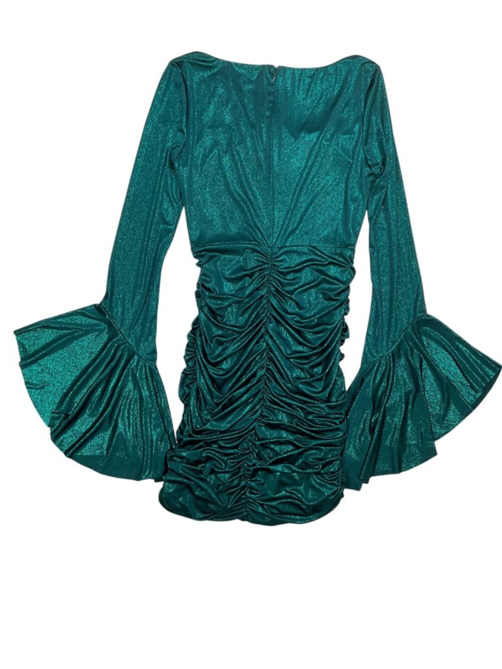PatBo Jersey Foil Dress 8 Emerald Metallic Dark Green Mini Bodycon NEW - Picture 15 of 16